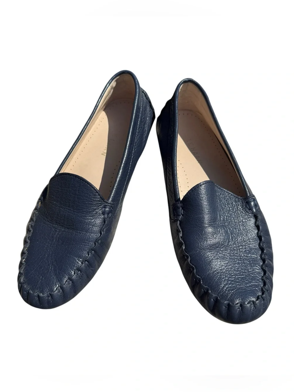 Cole Haan Womens 7.5 B Navy Blue Leather Driving Loafers Moccasins Flats Comfy